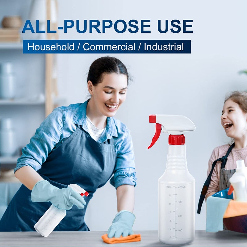 Veco Spray Bottle (5 Pack,16 Oz) with Measurements and Adjustable Nozzle(Mist & Stream Mode), HDPE Plastic Spray Bottles for Cleaning Solution, Household/Commercial/Industrial Use, No Leak and Clog - Image 3